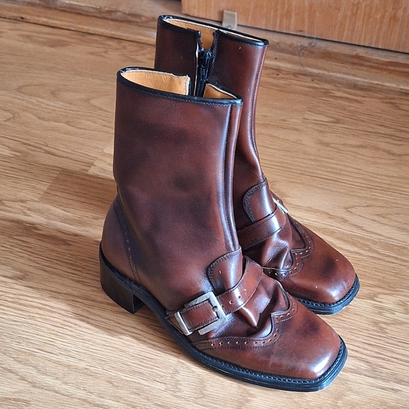 VTG JOHN FLUEVOG MADE IN ENGLAND BROWN LEATHER BOOTS UNISEX - Picture 2 of 11